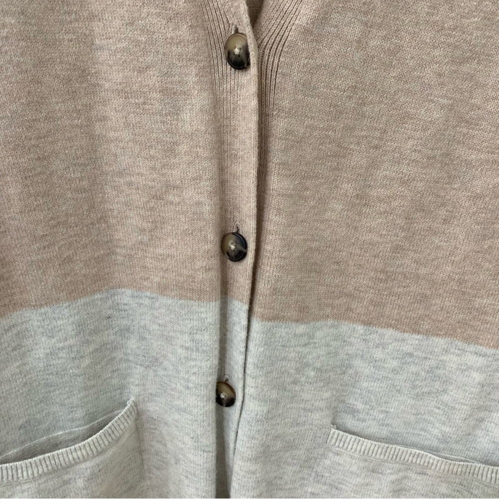 J. Jill Neutral Color Block Long Line Button Fron… - image 3